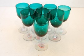 Appraisal: EIGHT VICTORIAN GREEN WINE GLASSES