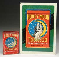 Appraisal: LOT OF TWO HONEYMOON TOBACCO ADVERTISEMENTS Lot includes an embossed