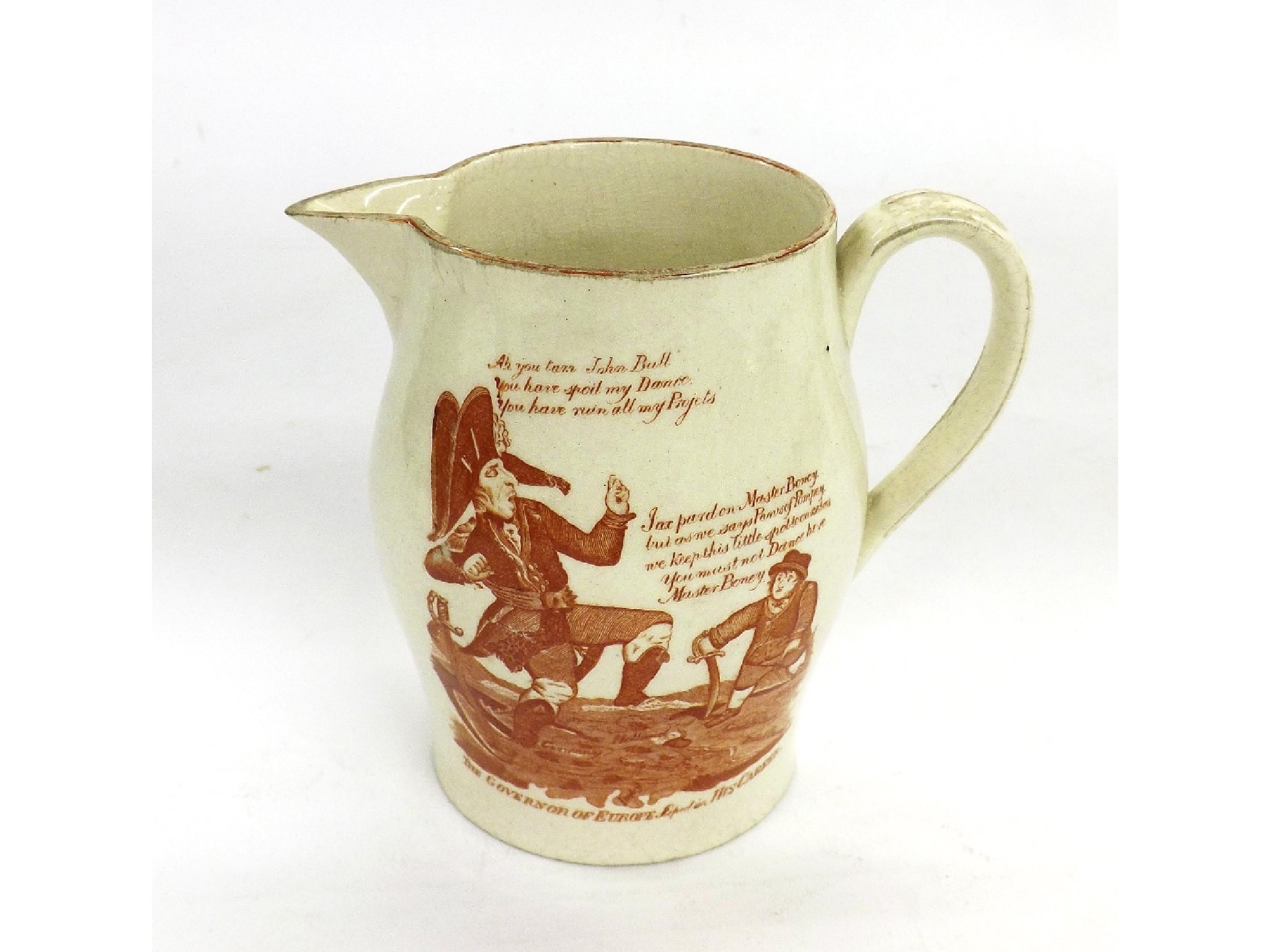 Appraisal: Liverpool cream ware jug of satirical political interest decorated with