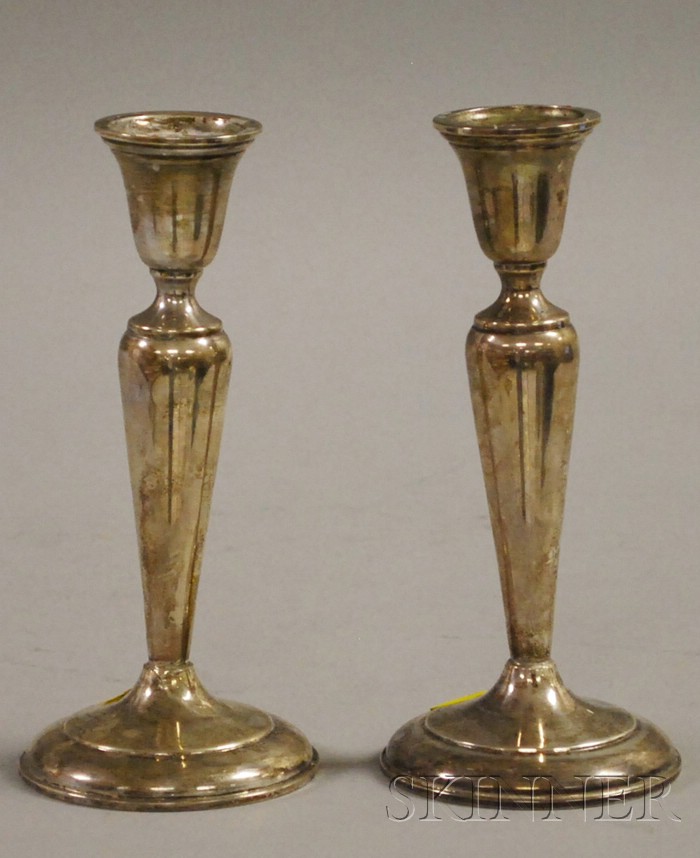 Appraisal: Pair of Cartier Sterling Weighted Candlesticks ht in