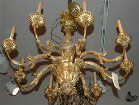 Appraisal: Neoclassical Style Gilt-Wood Eight-Light Chandelier Estimate -