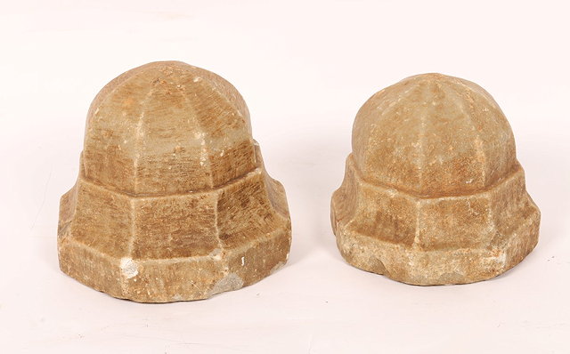 Appraisal: TWO TH CENTURY MOGHUL INDIA MARBLE CARPET WEIGHTS each on