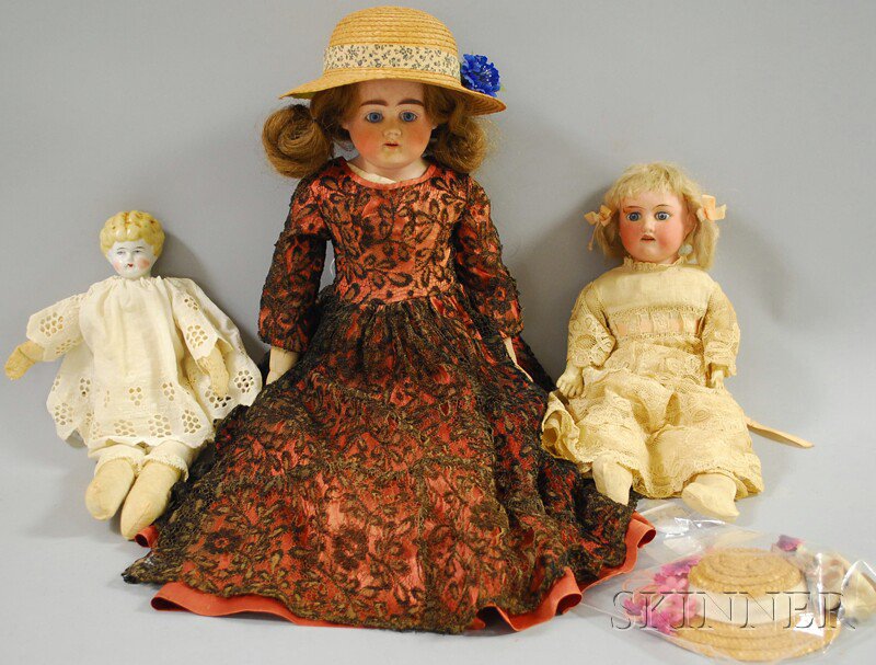 Appraisal: One China and Two Bisque Shoulder Head Dolls Germany blonde