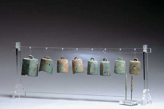 Appraisal: HAN BRONZE SET OF BELLS Set of Chinese Han Dynasty