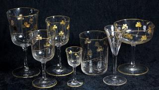 Appraisal: lot of approx lot of approx Gilt rimmed stemware group