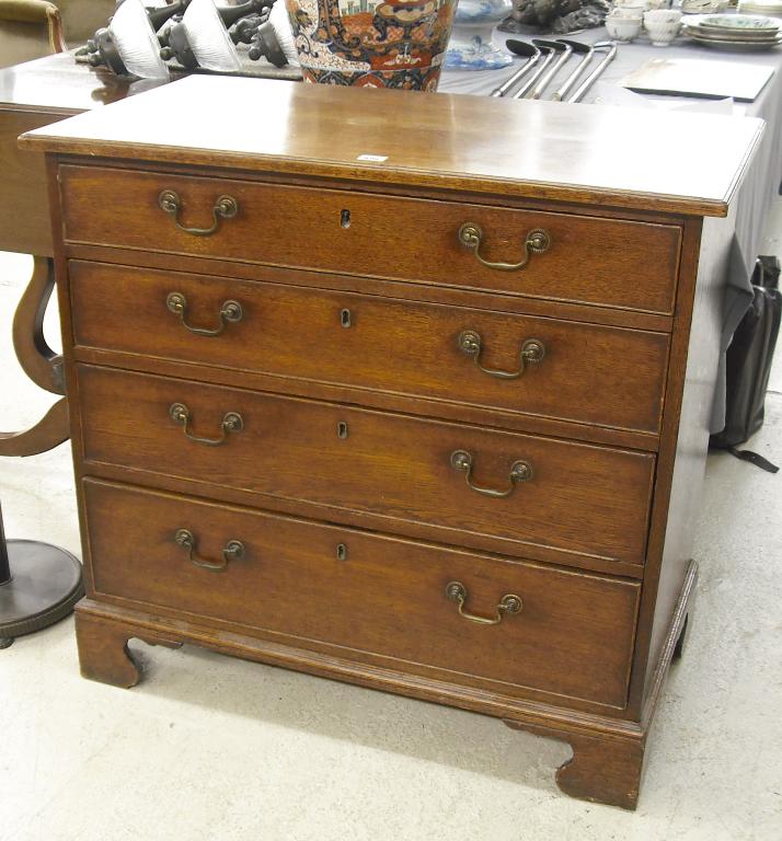 Appraisal: Good small early th century oak chest of four long