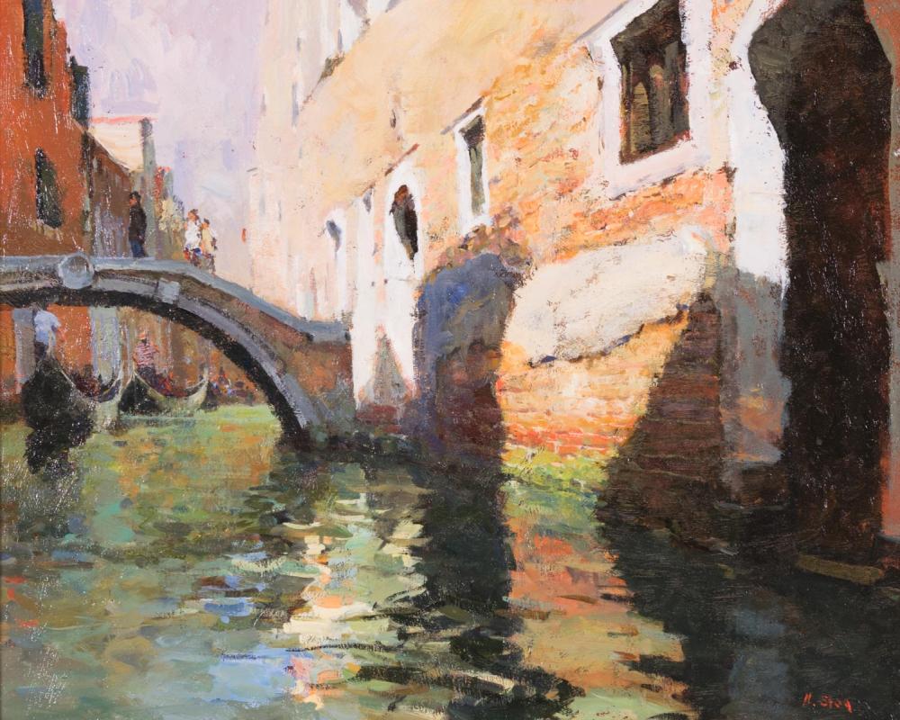 Appraisal: NICK STOQ United States st century oil on canvas Venice