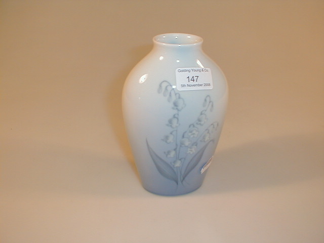 Appraisal: A Royal Copenhagen flattened vase with lily-of-the-valley decoration