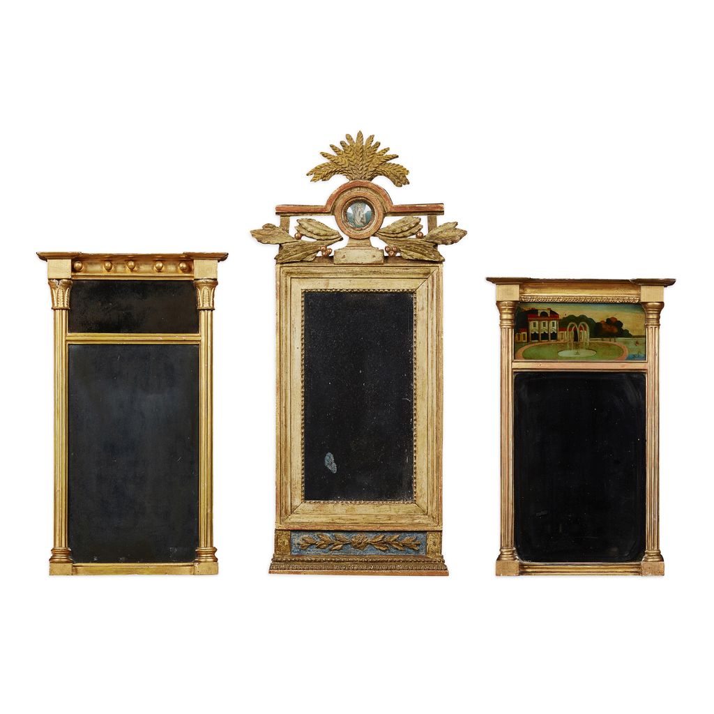 Appraisal: THREE SMALL GEORGIAN GILTWOOD MIRRORS LATE TH EARLY TH CENTURY