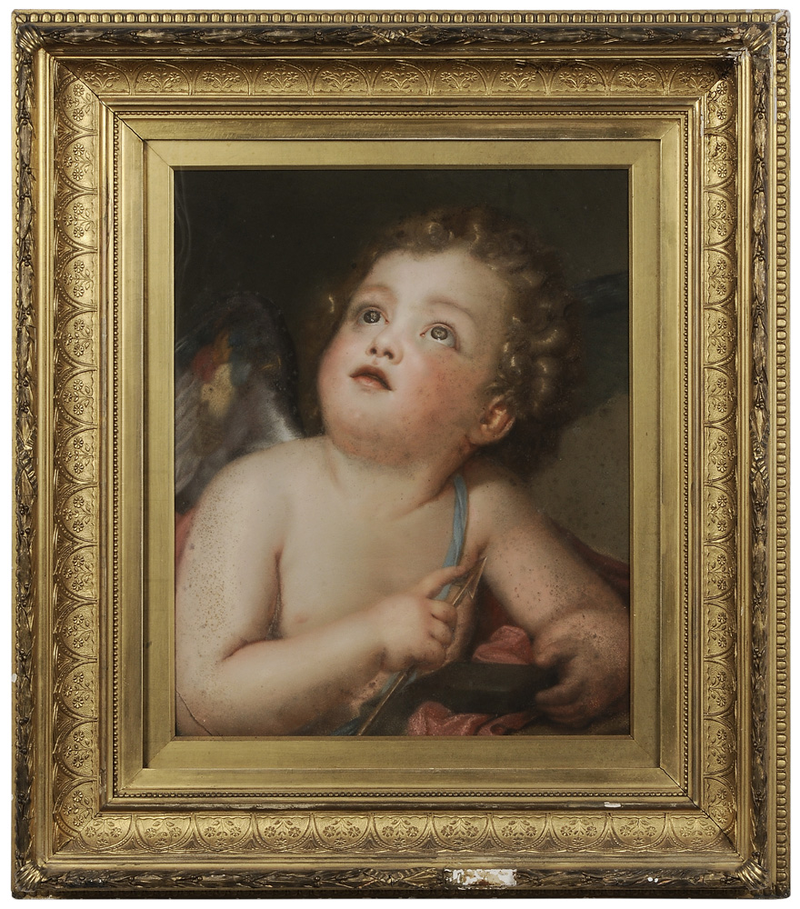 Appraisal: French School th century Cupid Sharpening His Arrow unsigned pastel