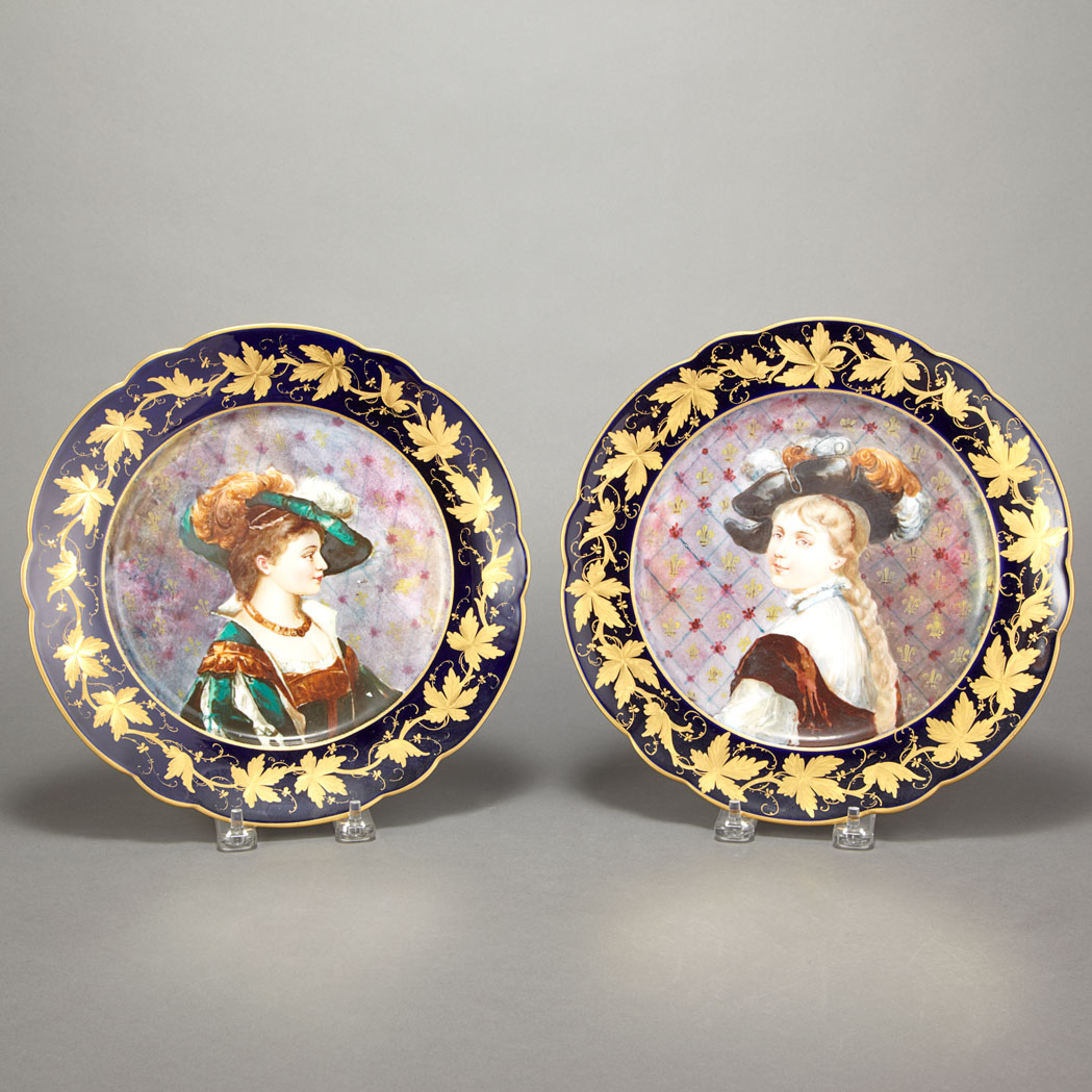 Appraisal: Pair of Sevres Style Gilt and Enamel Decorated Porcelain Portrait