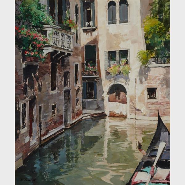 Appraisal: Claude Jousset - VENISE REFLETS DANS LE CANAL French Oil