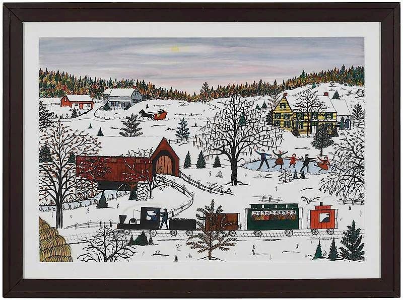 Appraisal: Hattie K Brunner American - Winter Scene with Train signed