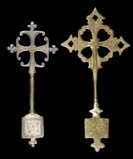 Appraisal: SMALL ETHIOPIAN CROSSES African Patee or Hand Blessing Crosses Coptic