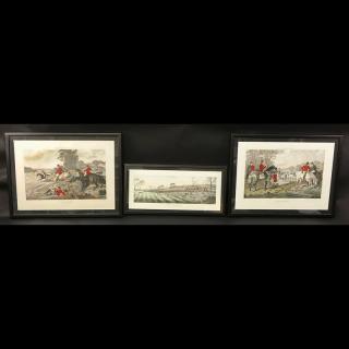 Appraisal: Three Antique Fox Hunting Engravings Light toning or in good