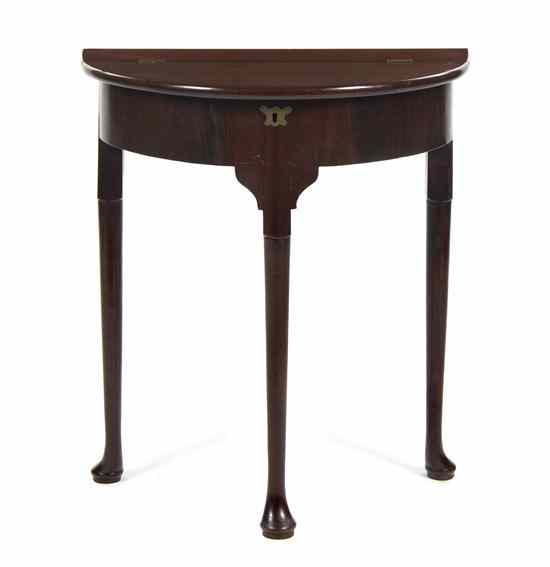 Appraisal: An American Queen Anne Mahogany Console Table of demilune form