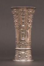 Appraisal: European Sterling Silver Vase Tall sterling silver vase has a