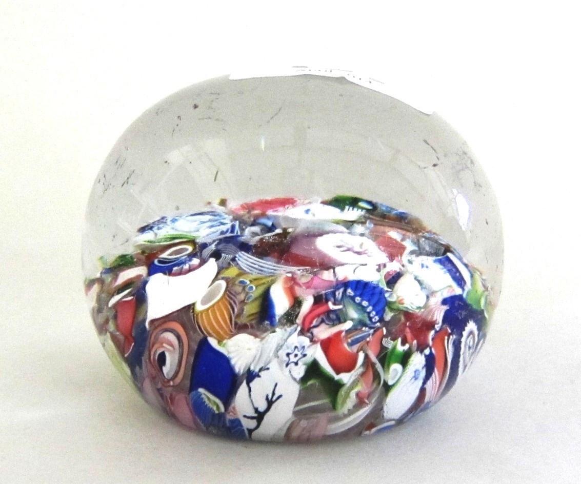 Appraisal: A St Louis scrambled paperweight with silhouettes mid th century