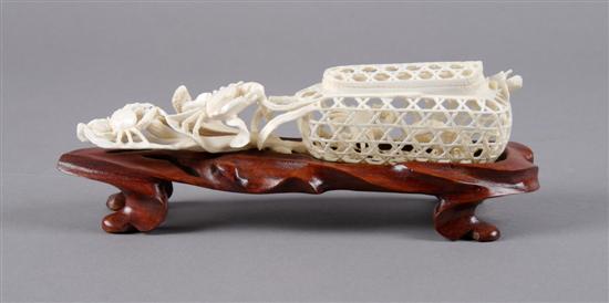 Appraisal: An Asian Ivory Carving of a Crab Cage Length inches