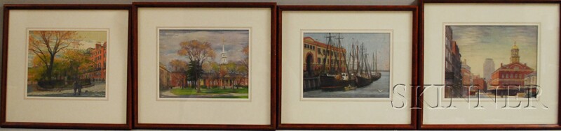 Appraisal: Louis L Novak American - Four Boston Area Scenes Faneuil