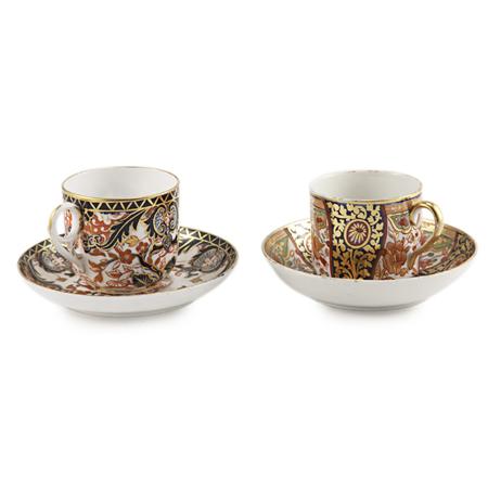 Appraisal: Two English Imari Style Porcelain Cups and Saucers Estimate -