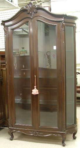 Appraisal: LARGE LOUIS XV STYLE MAHOGANY CHINA DISPLAY CABINET made in