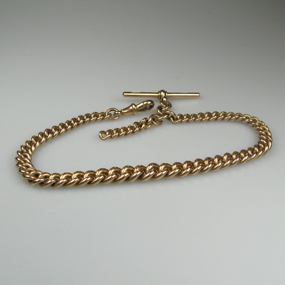 Appraisal: English k Rose Gold Curb Link Watch Chain with T-bar