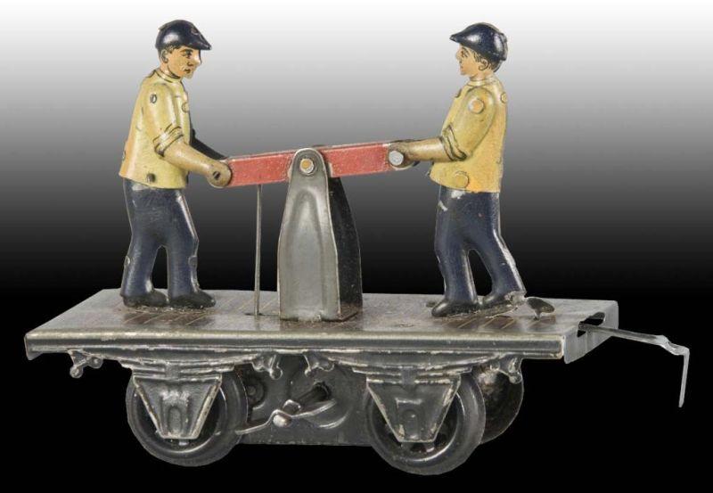 Appraisal: German Bing Tin Wind-Up Hand Car Train Toy Description Wind-up