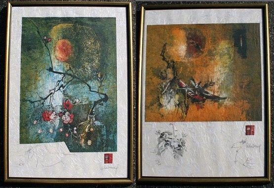 Appraisal: PIECE LEBADANG PRINTS ON SPECIAL WOVEN SILK PAPER Abstract Landscape