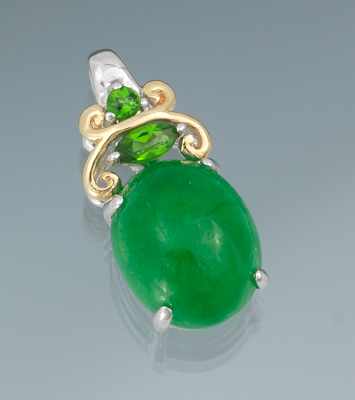 Appraisal: A Ladies' k Gold Jadeite and Tsavorite Pendant k white