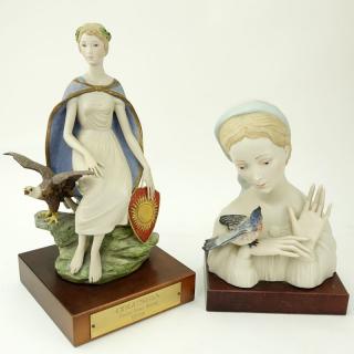 Appraisal: Two Cybis Polychrome Porcelain Figurines Mounted on Wooden Bases Two