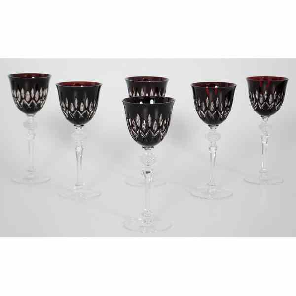 Appraisal: Bohemian Cut to Clear Wine Glasses Bohemia a set of