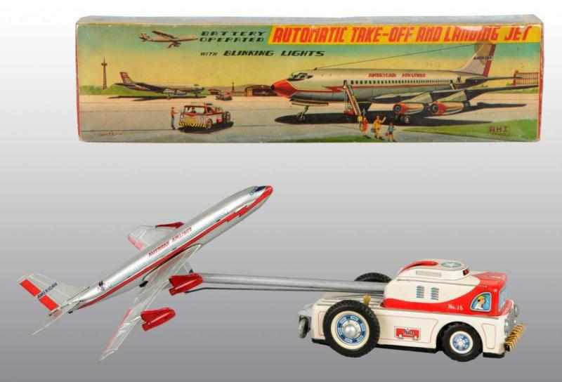 Appraisal: Tin Landing Jet Battery-Operated Toy Description Japanese Working Made by