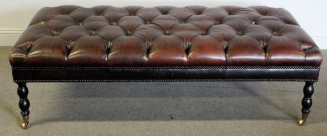 Appraisal: Ralph Lauren Oversize Leather Tufted Ottoman On casters Unmarked with