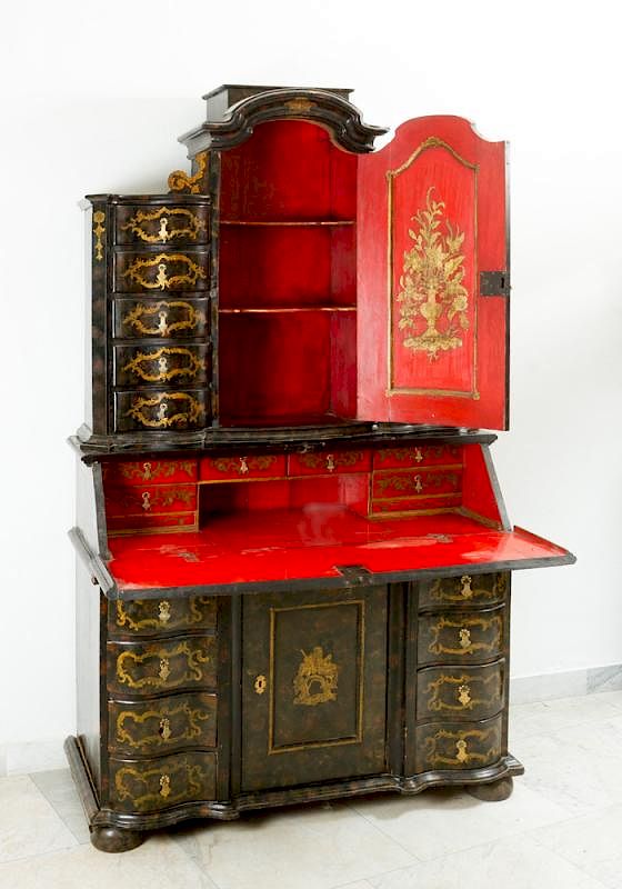 Appraisal: Arte Povera Venetien Secretaire Arte Povera Venitian secretaire with ten