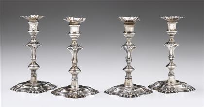 Appraisal: Pair of sterling silver candlesticksindistinct marks probably edinburgh robert gordon