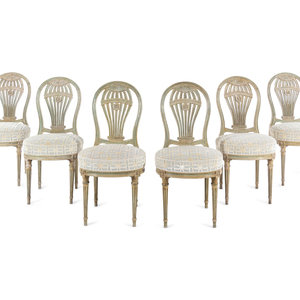 Appraisal: A Set of Six French Painted Montgolfier Dining Chairs th