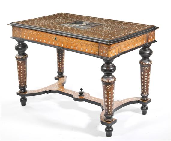 Appraisal: CENTER TABLE Hispano-mauresque style Spain or Italy circa Walnut partly