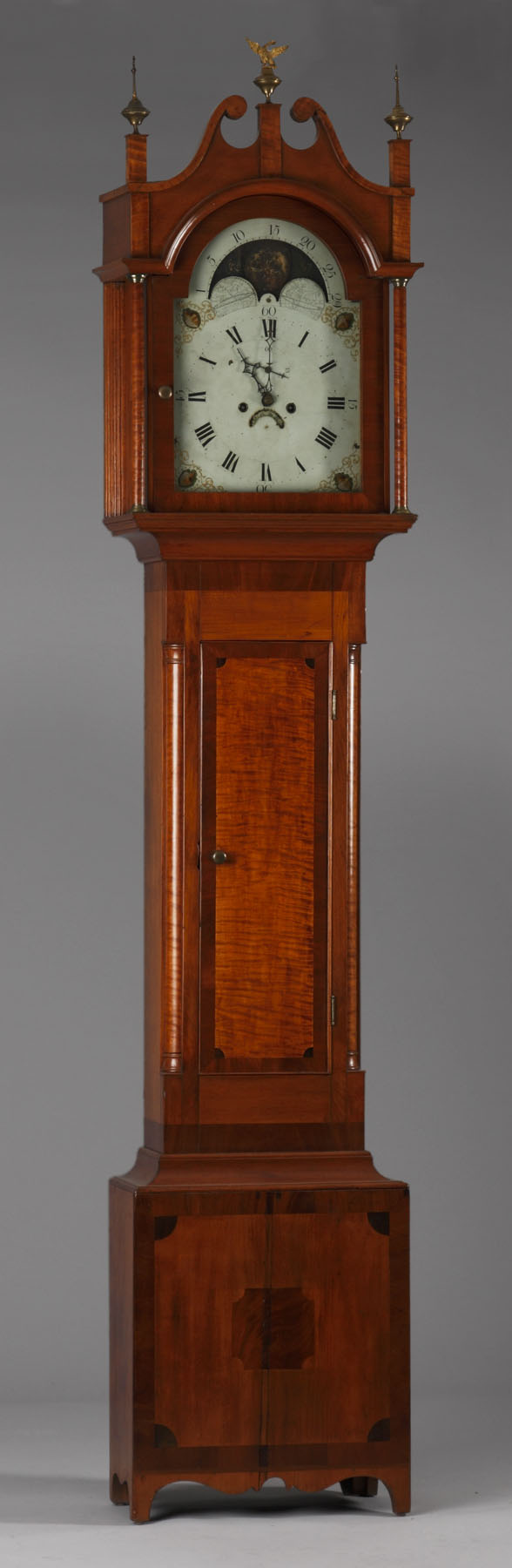 Appraisal: Maple Tall Case Clock Probably New York Hepplewhite cherry tiger