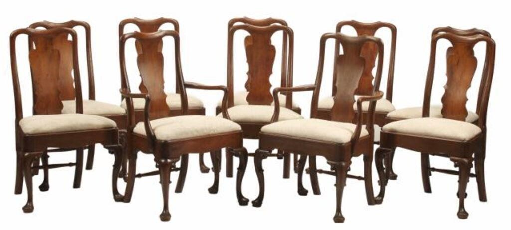 Appraisal: lot of Queen Anne style mahogany dining chairs vasiform splat