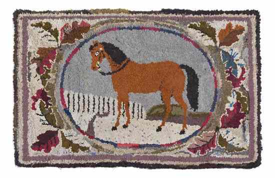 Appraisal: An American Hooked Rug centered with a roundel of a