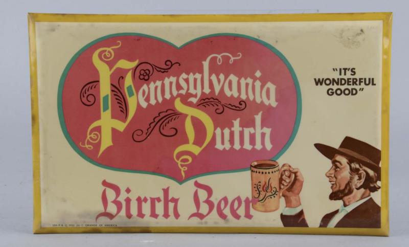 Appraisal: Pennsylvania Dutch Birch Beer Tin Sign This lithograph on tin