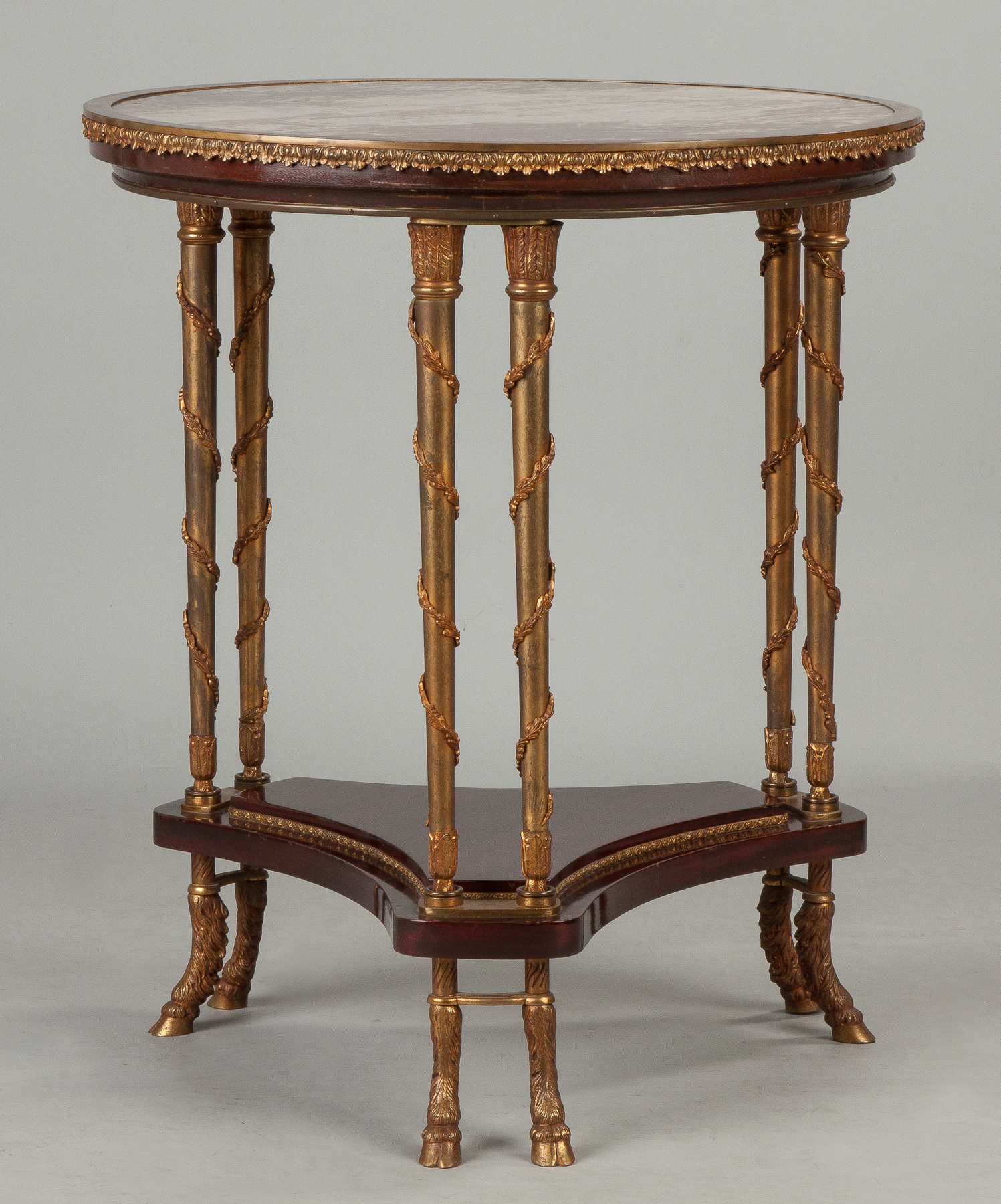 Appraisal: Fine French Gilt Bronze and Mahogany Marble Top Center Table