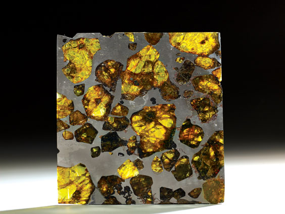 Appraisal: FUKANG SLICE WITH HUGE OLIVINE CRYSTALS PAL Pallasite Xinjiang Uygur