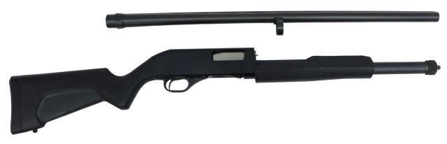 Appraisal: Stevens Model shotgun slide action gauge barrel black synthetic stock