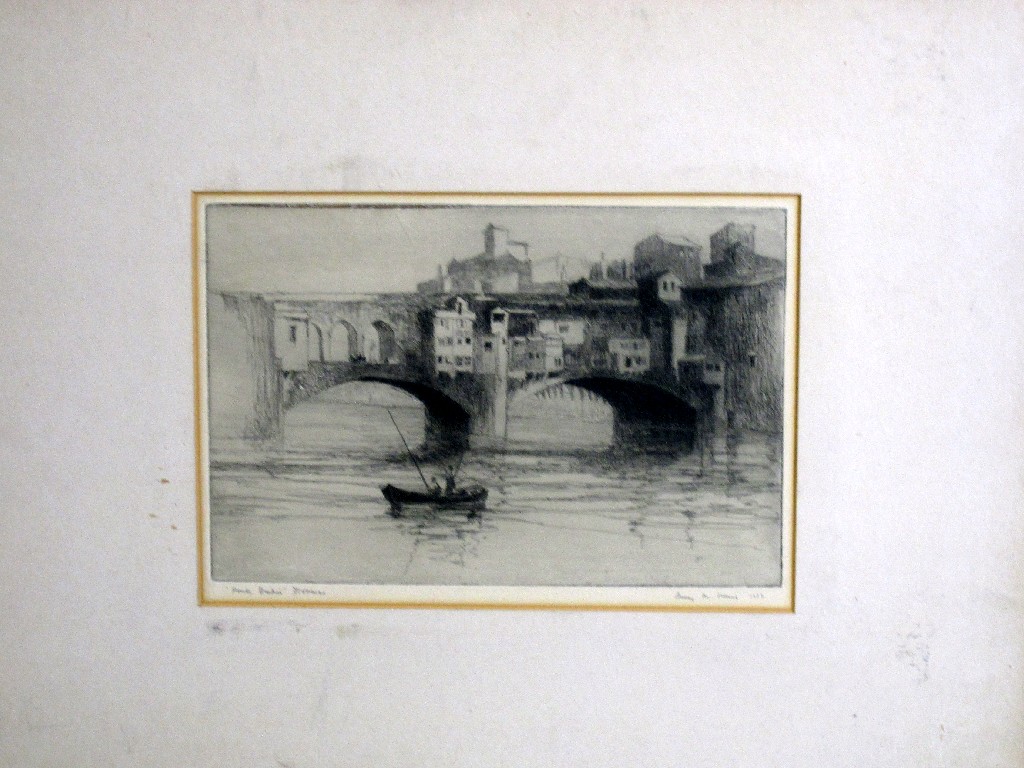 Appraisal: DAISY M NORRIE Etching 'Ponti Vecchio Florence' signed and entitled