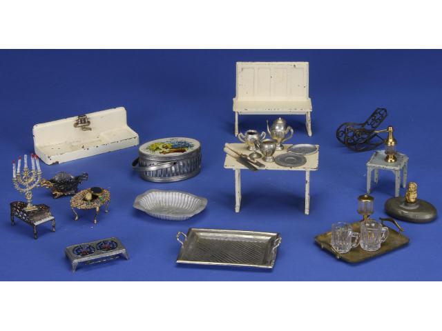 Appraisal: Lot Dollhouse Metal Miniatures MN An assortment of metal dollhouse