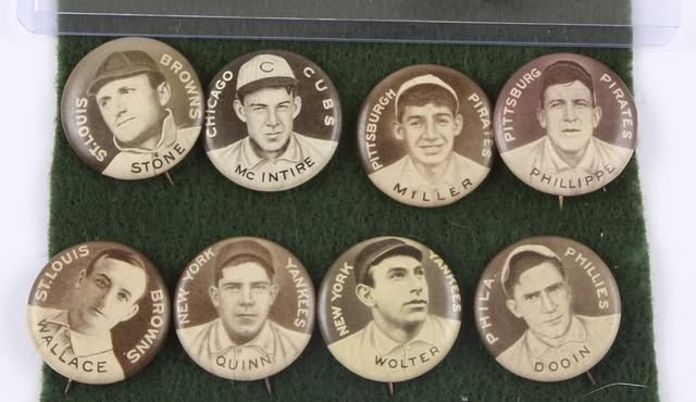 Appraisal: Grouping of eight Sweet Caporal P- Baseball Pins Pins include