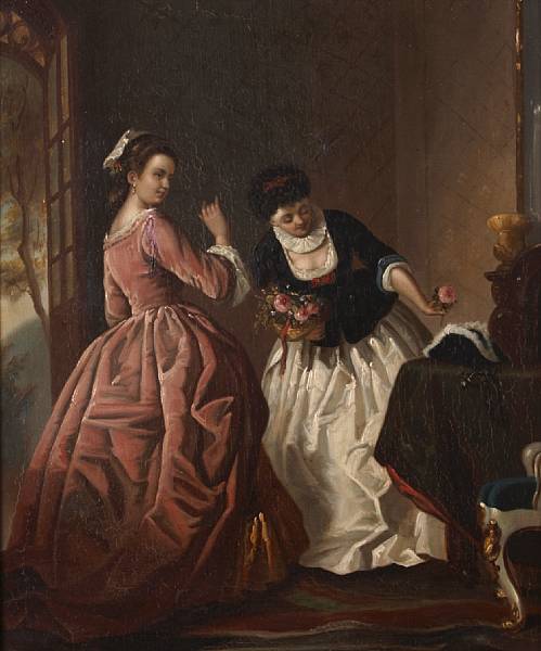 Appraisal: Flemish School th Century Elegant ladies in an interior oil