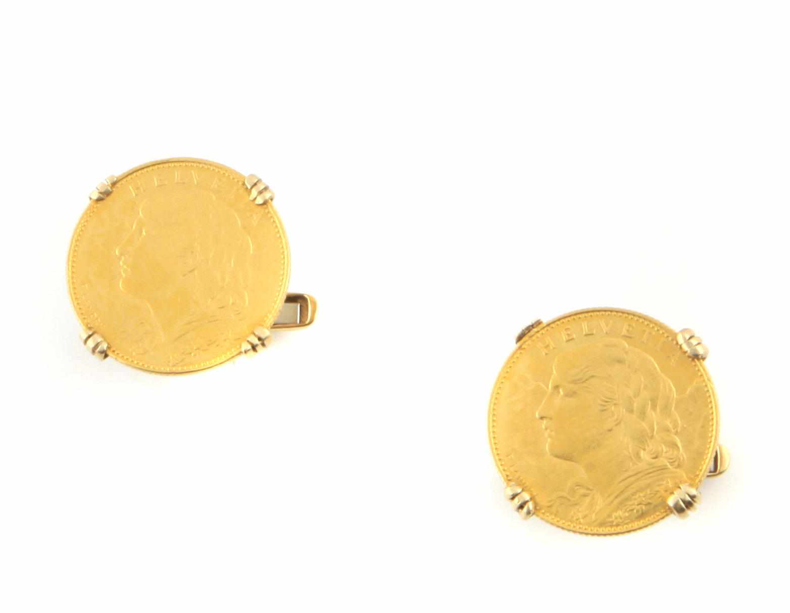 Appraisal: A pair of Helvetia gold coin and gold cufflinks g